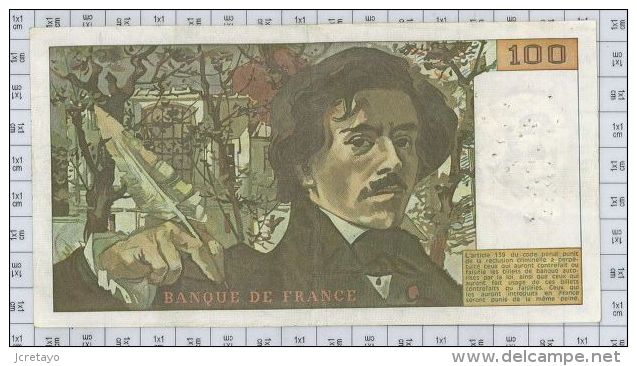 100 Francs Delacroix, Fayette N° 69-1d, état TB-TTB - 100 F 1978-1995 ''Delacroix''