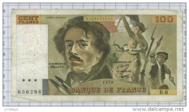 100 Francs Delacroix, Fayette N° 69-1d, état TB-TTB - 100 F 1978-1995 ''Delacroix''