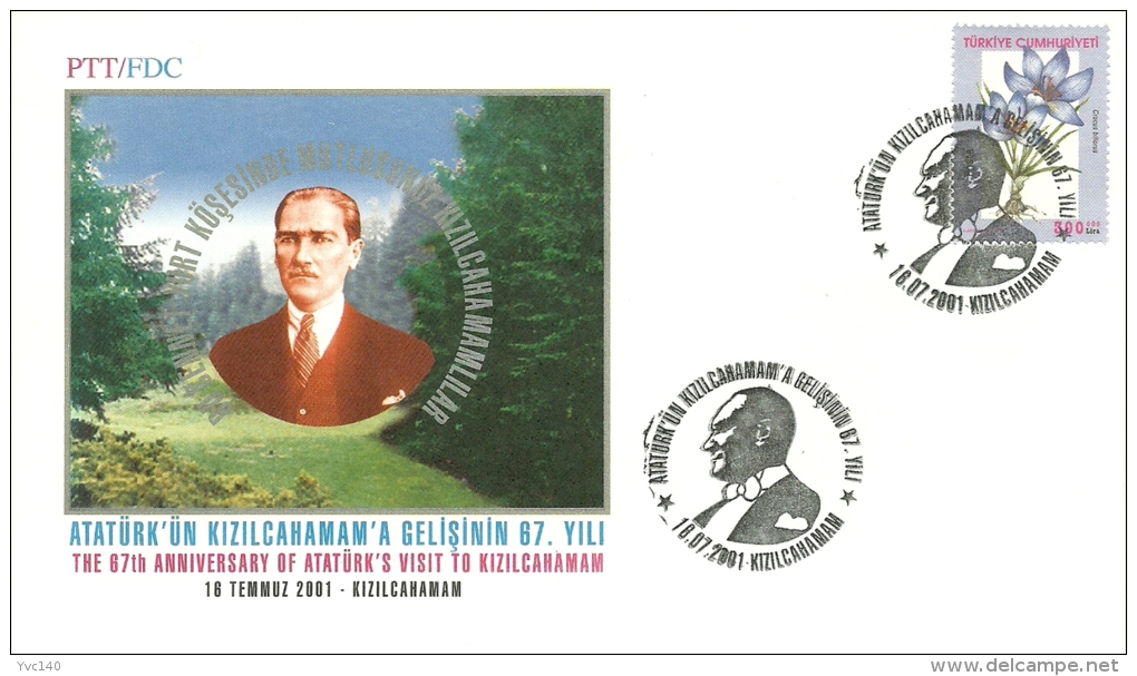 Turkey; Special Postmark 2001 67th Anniv. Of Ataturk's Visit To Kizilcahamam - FDC