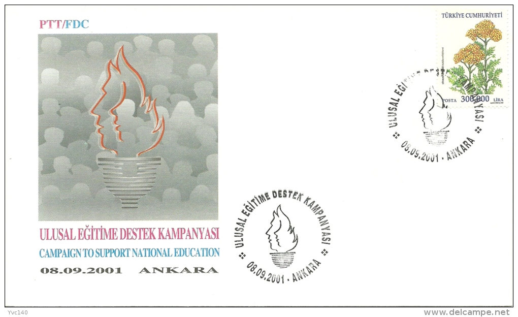 Turkey; Special Postmark 2001 Campaign To Support National Education - FDC