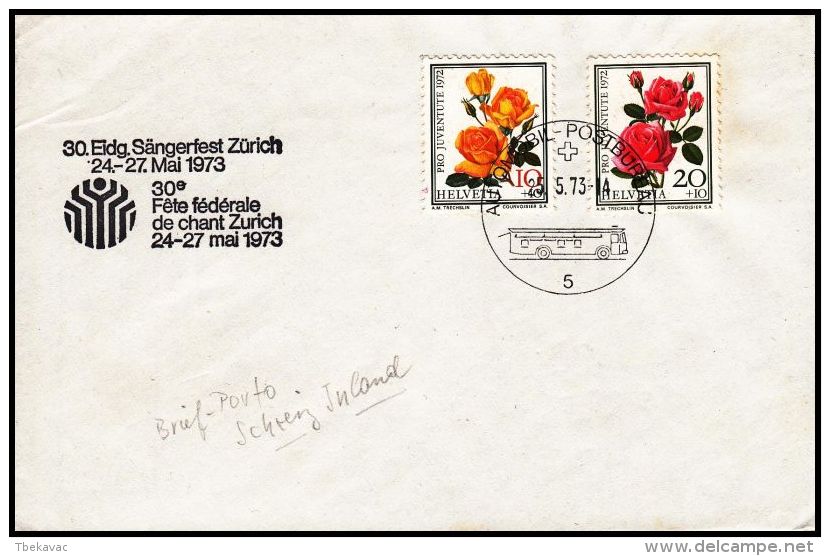 Switzerland 1973, Cover 30th Sangerfest Zurich" - Covers & Documents