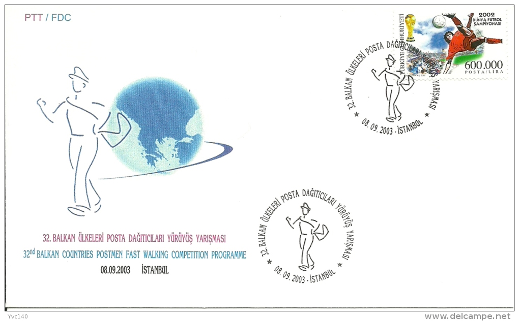 Turkey; Special Postmark 2003 32nd Fast Walking Competition Of Balkan Countries' Postmen - FDC