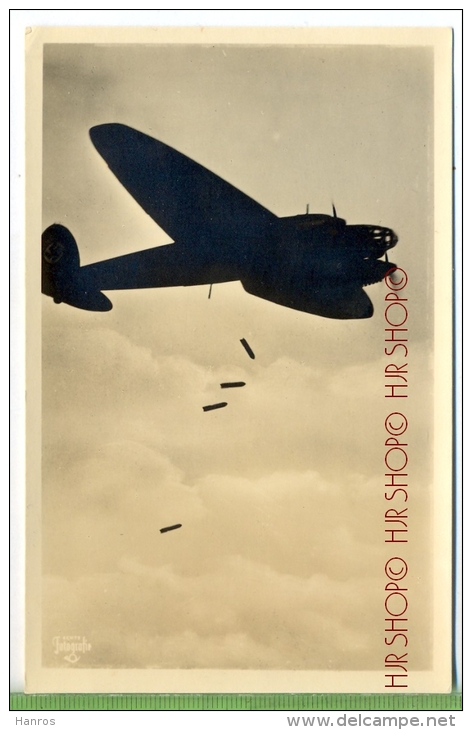 Unsere Luftwaffe, Kampfflugzeug He 111 K Beim Bombenabwurf,  Verlag: Nr. 341, Flieger-Fotokarten-Spezialv. Horn, - Weltkrieg 1939-45