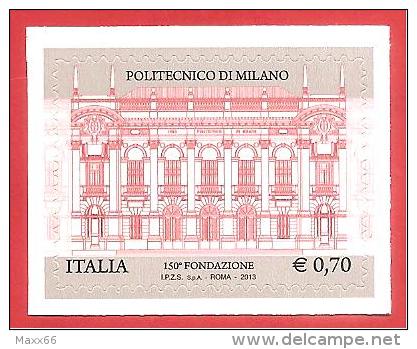 ITALIA REPUBBLICA SINGOLO NUOVO - 2013 - 150° ANNIVERSARIO FONDAZIONE POLITECNICO MILANO - € 0,70 - 2011-20:  Nuovi