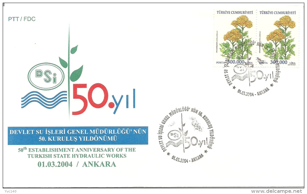 Turkey; Special Postmark 2004 50th Anniv. Of State Hydraulic Works - FDC