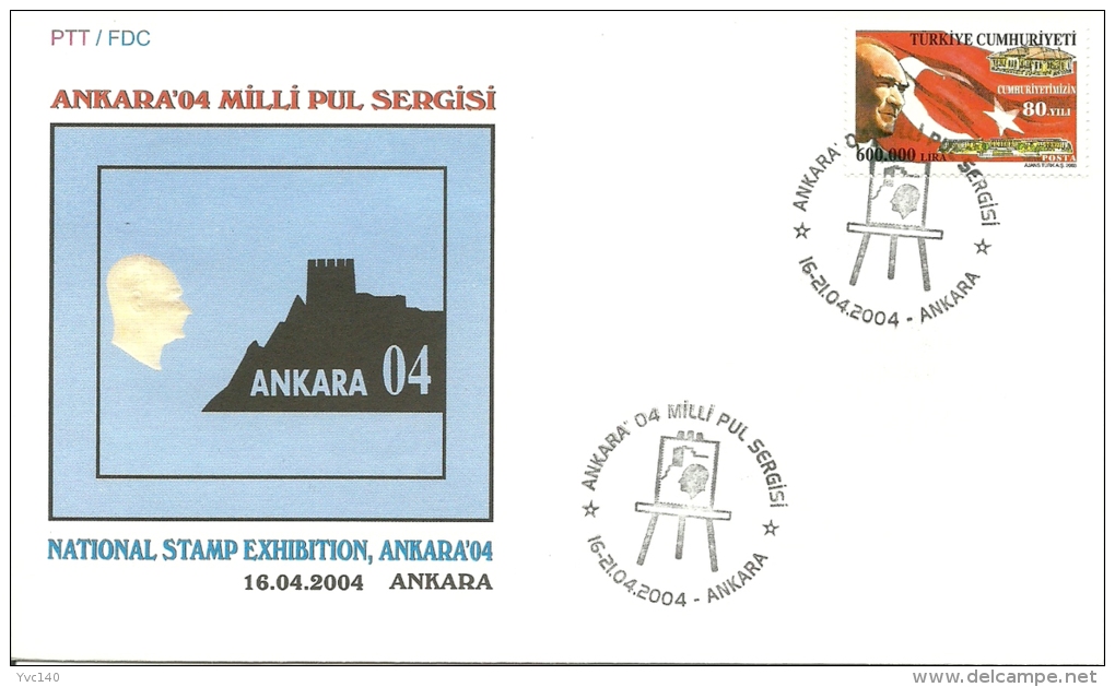 Turkey; Special Postmark 2004 "Ankara'04" National Stamp Exhibition - FDC