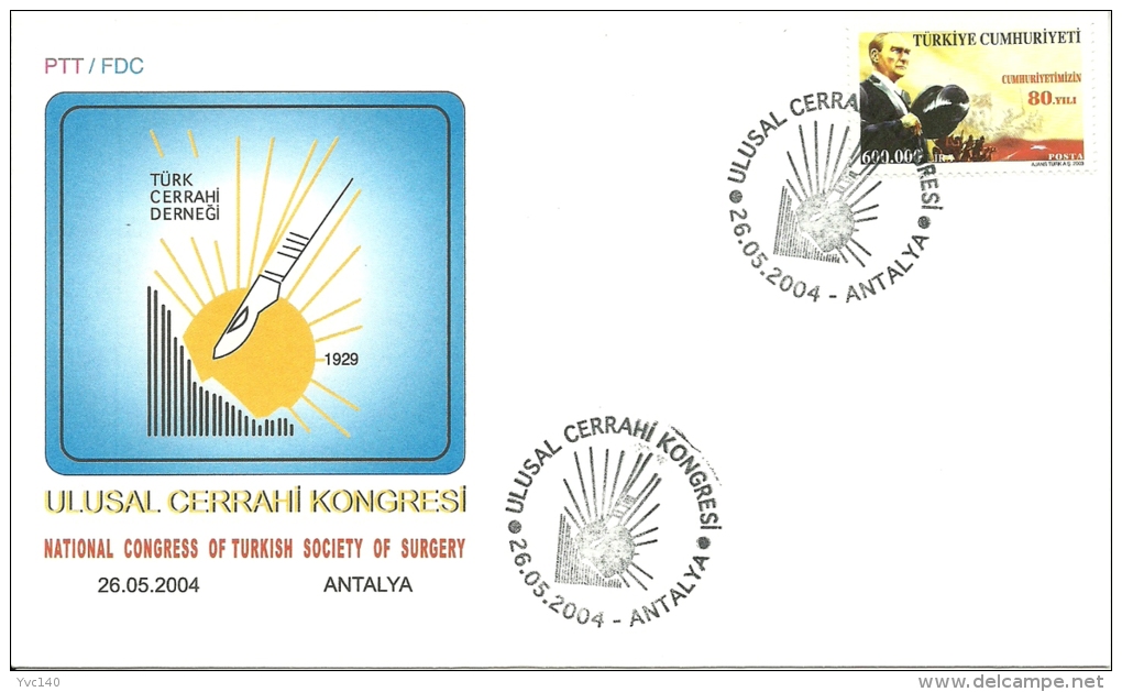 Turkey; Special Postmark 2004 National Congress Of The Surgery Society - FDC