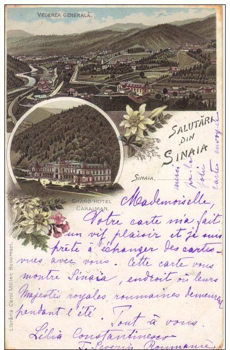 LITHO SINAIA ---  SALUTARI DIN SINAIA --- 1900 - Roumanie