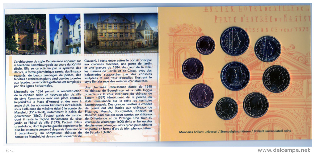 Coffret  Pièces  Euros, Monnaie Brillant Universelle, Série 9 Pièces Euros, Année 2008  LUXEMBOURG - Luxemburgo