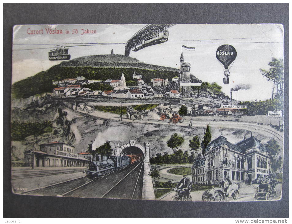 AK BAD VÖSLAU B. BADEN Collage Zukunft 1910 // D*7905 - Baden Bei Wien