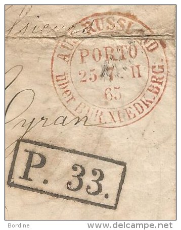 - Lettre - RUSSIE Empire - KOWNO - PORT DU Taxée - 1865 Voir - Briefe U. Dokumente