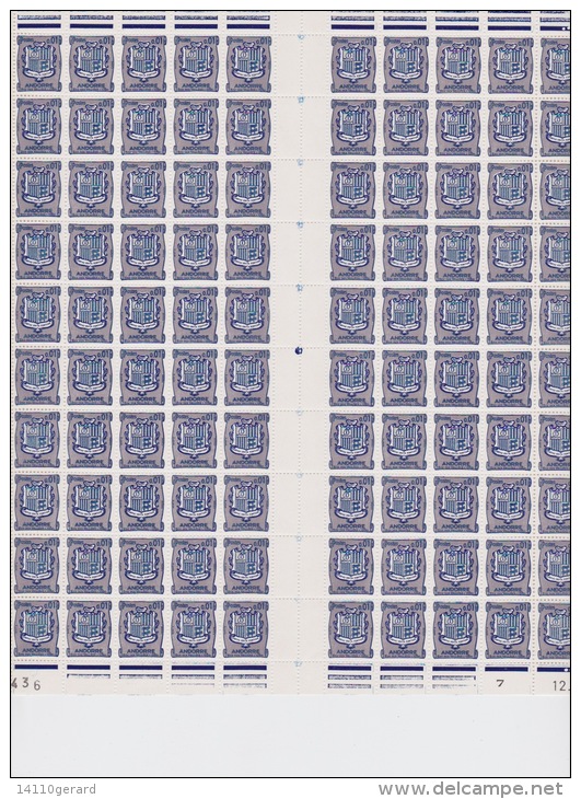 ANDORRE 153 (FEUILLE DE 100) - Unused Stamps