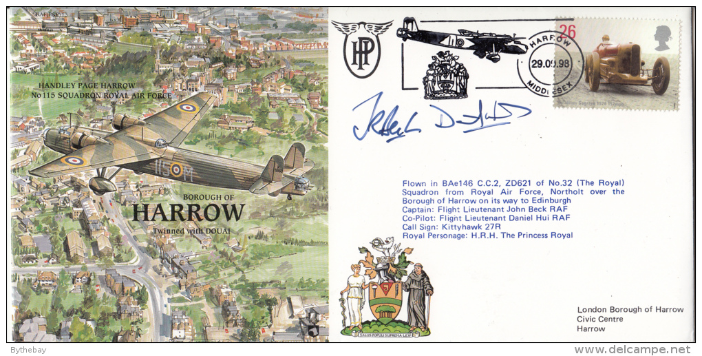 Great Britain FDC Scott #1830 26p Red Sunbeam, Sir Henry Segrave Cancel: Harrow 29-09-98 - 1991-2000 Em. Décimales