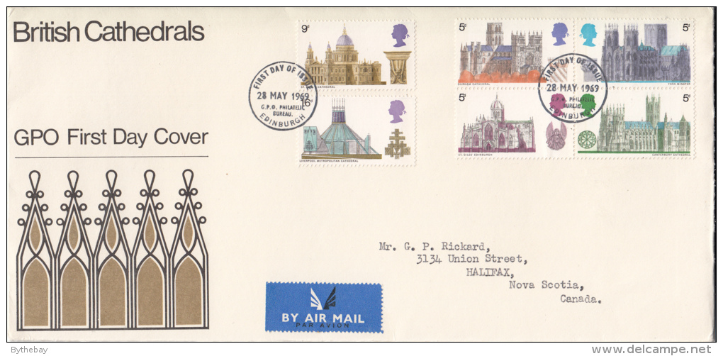 Great Britain FDC Scott #589-#594 Set Of 6 British Cathedrals Cancel: Philatelic Bureau - 1952-1971 Pre-Decimal Issues