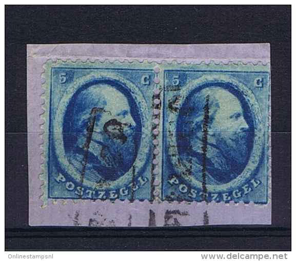 Netherlands 1864  NVPH Nr 4 Used Strip Of 2, Cancel Franco In Box - Gebraucht