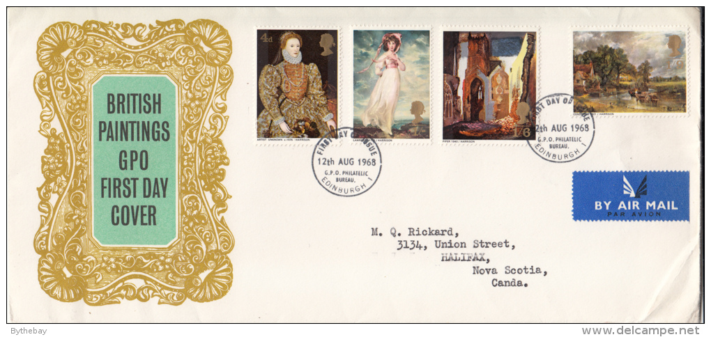 Great Britain FDC Scott #568-#571 Set Of 4 British Paintings Cancel: Philatelic Bureau - 1952-1971 Em. Prédécimales