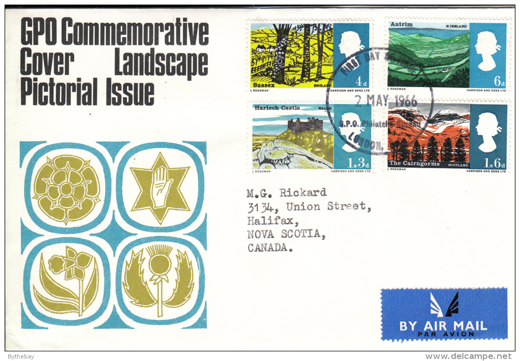 Great Britain FDC Scott #454-#457 Set Of 4 British Landscapes Cancel: Philatelic Bureau - 1952-1971 Em. Prédécimales