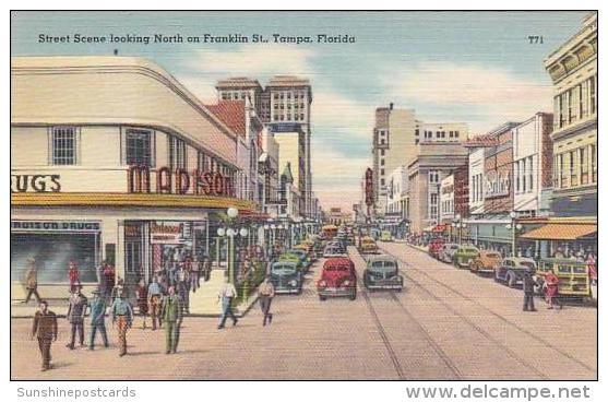 Florida Tampa Franklin Street Looking North Madison Drug Store - Tampa