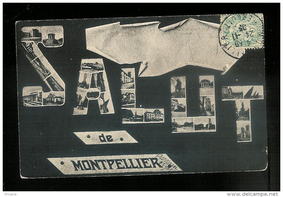 CPA 34 MONTPELLIER Salut De - Cachet Brazey En Plaine 1905 Aubigny - Montpellier