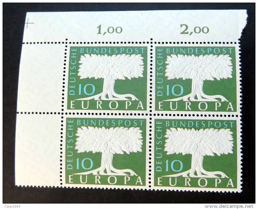 Europa 1958, Mi.Nr. 294, Postfrischer Eckrand-4er-Block Oben Links, Ungefaltet - Ongebruikt