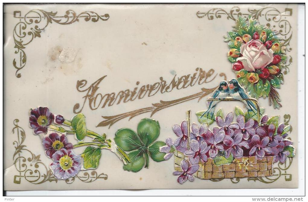 CARTE EN CELLULOID - Fleurs - Anniversaire - Autres & Non Classés