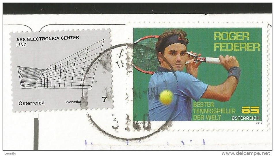 LIENZ Tirol Dolomiten Hochsteinhütte Briefmarke ROGER FEDERER Tennis 2010 - Lienz