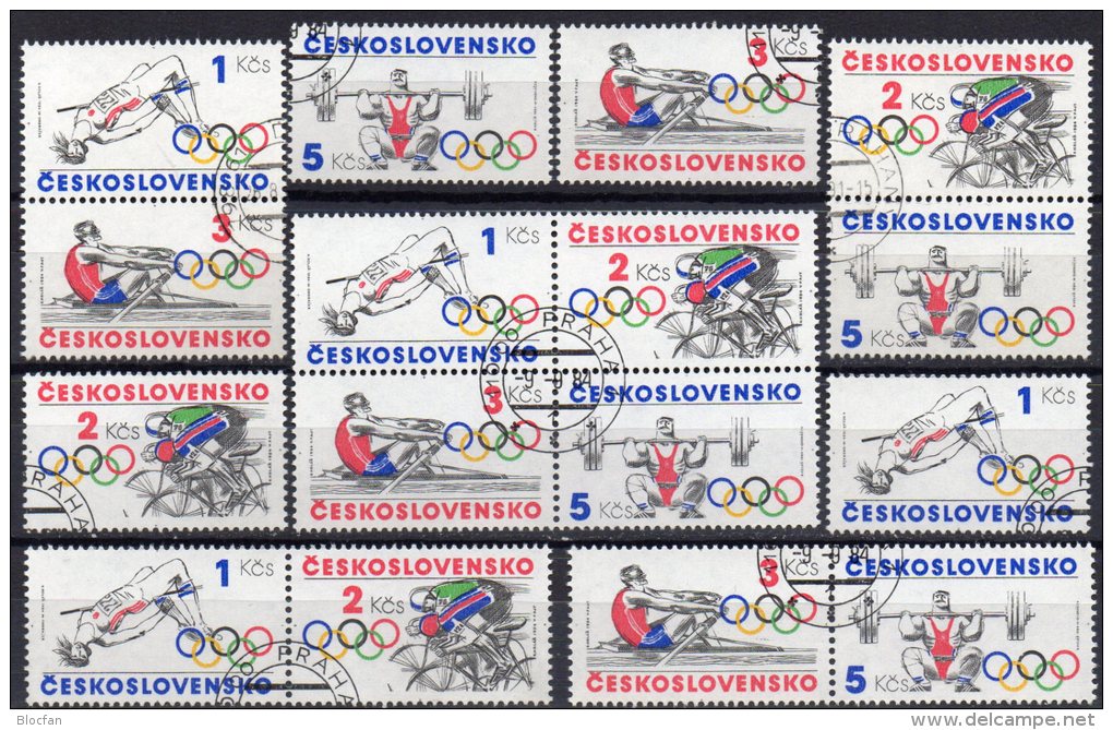 Gewichtheben Hochsprung Sommer-Olympia 1984 CSR 2782/5,ZD+4Block O 14€ Ruder Radsport Olympic Se-tenant Tschechoslowakei - Collections, Lots & Series