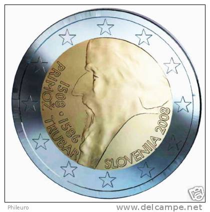 Slovénie 2008 : Rouleau De 25 Pièces De 2 Euro Commémoratives (Primoz Trubar) - Rotolini