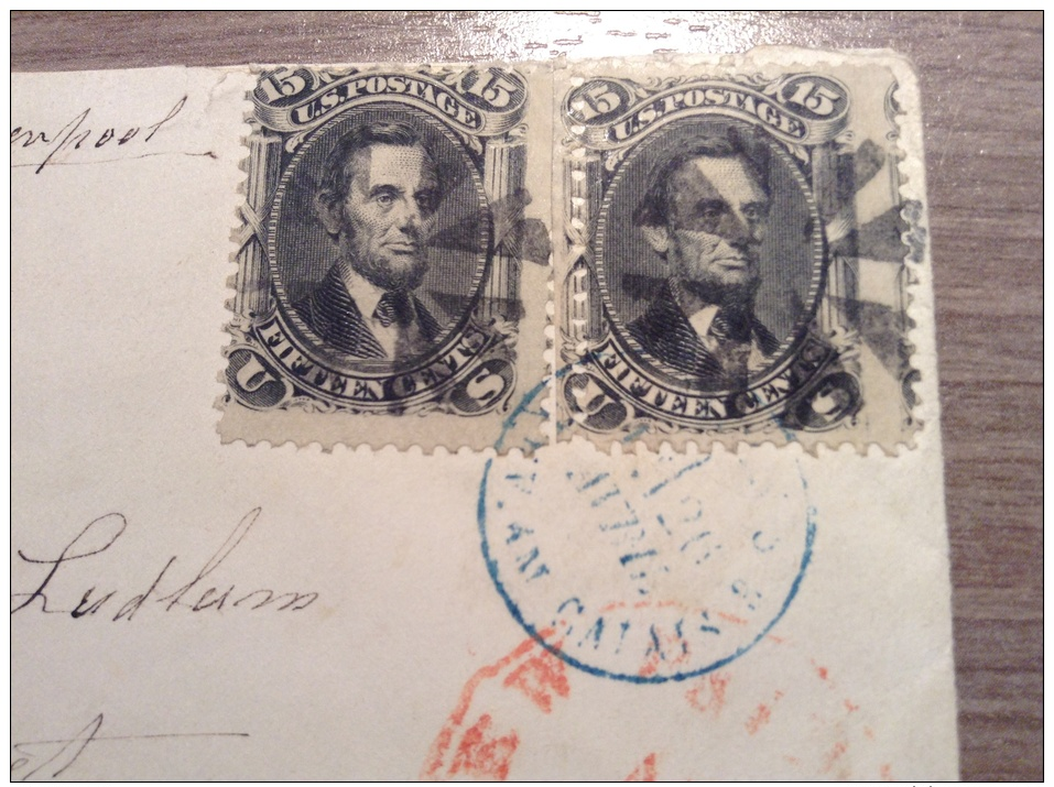 USA 1866, Sc. 77 On Transatlantic Cover New York > France. C.V For Stamps Only  350 USD (lettre  Brief Transatlantique) - Covers & Documents