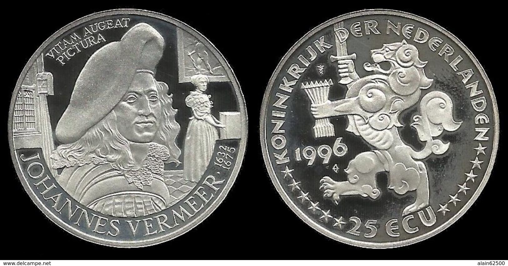 PAYS - BAS .  JOHANNES VERMEER . 25 ECU . 1996 . - Gold And Silver Coins