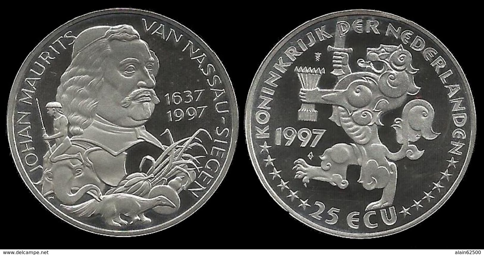 PAYS - BAS . JOHAN  MAURITS .  25 ECU . 1997 . - Monnaies D'or Et D'argent