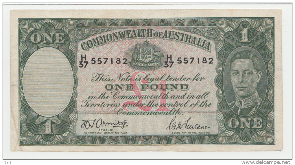 AUSTRALIA 1 Pound 1942 VF+ P 26b  26 B - Emissioni Seconda Guerra Mondiale