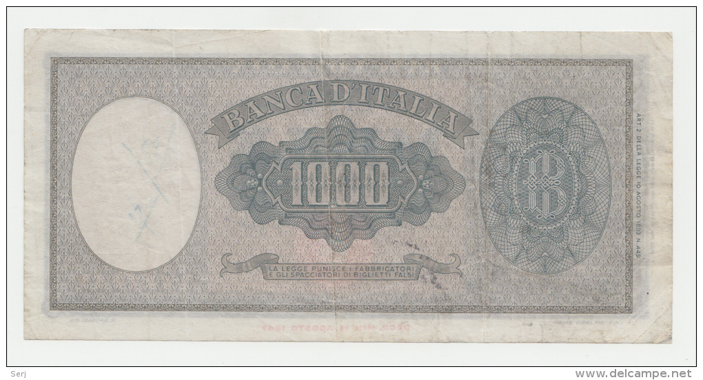 Italy 1000 Lire 1947 (1961) VF+ P 88d 88 D - 1000 Liras