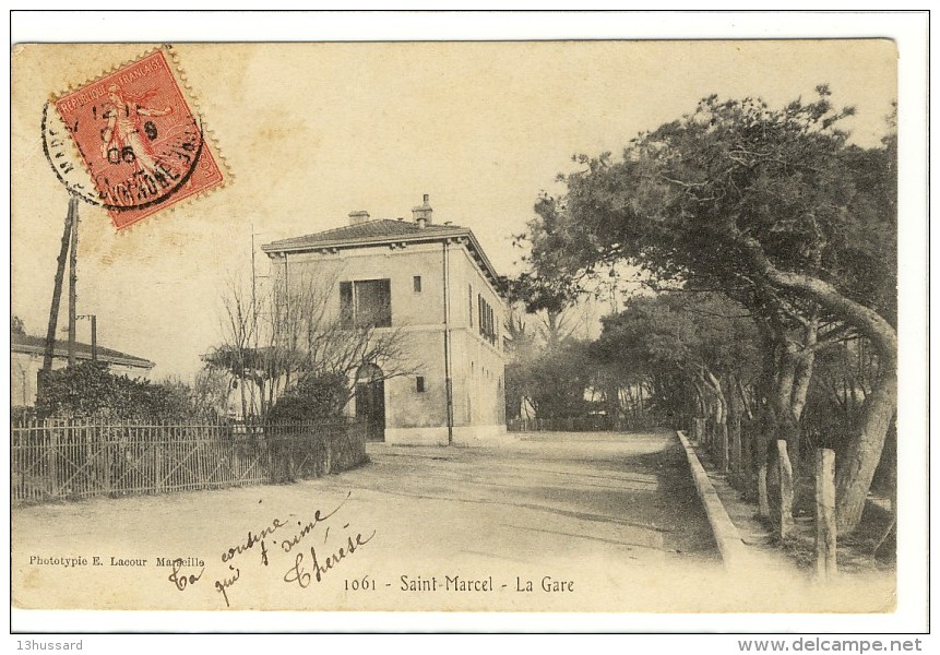 Carte Postale Ancienne Marseille Saint Marcel - La Gare  - Chemin De Fer - Saint Marcel, La Barasse, St Menet