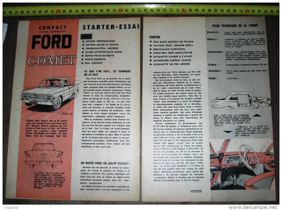 PUB PUBLICITE AUTO FORD COMET  ILLUSTREE PAR JIDEHEM - Collections