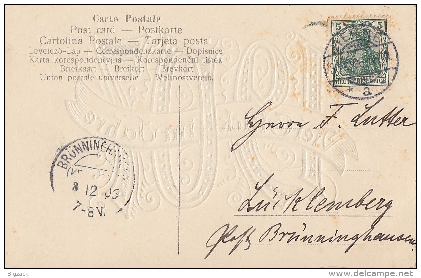 Neujahrskarte Gold - Prägedruck Viel Glück Im Jahre 1907 Gelaufen 30.12.06 - Neujahr