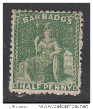 Barbados  Scott No 46  Used  Hinged   Year  1875  Perf. 12.5 - Barbados (1966-...)
