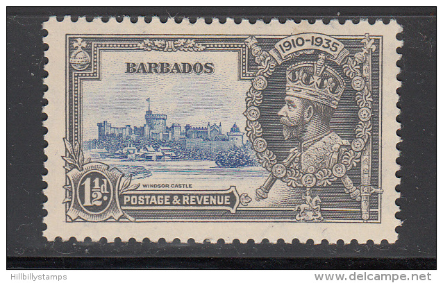 Barbados  Scott No 187  Unused  Hinged   Year  1935 - Barbades (1966-...)