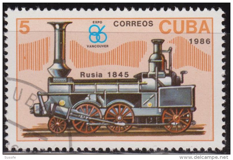 Cuba 1986 Scott 2865 Sello * Tren Locomotora Locomotives Rusia 1845 Expo Vancouver Michel 3019 Yvert 2696 Stamps Timbre - Ongebruikt