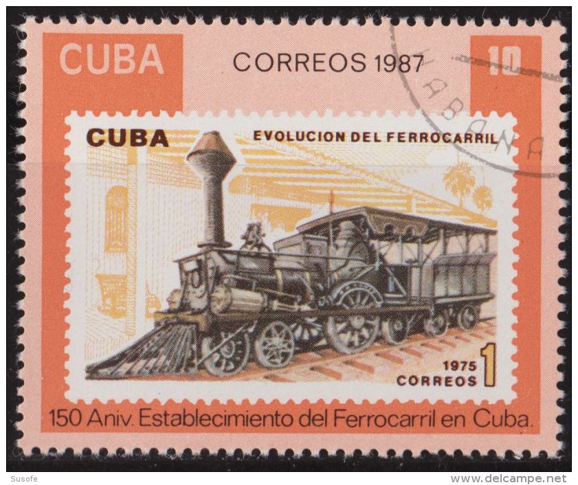 Cuba 1987 Scott 2989 Sello * Tren Locomotora Aniv Ferrocarril Sello Evolución 1975 Michel 3144A Yvert 2812 Stamps Timbre - Ongebruikt