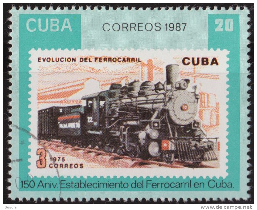 Cuba 1987 Scott 2990 Sello * Tren Locomotora Aniv Ferrocarril Sello Evolución 1975 Michel 3145A Yvert 2813 Stamps Timbre - Ongebruikt