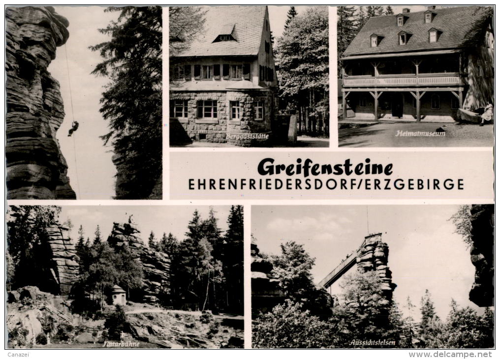 AK Ehrenfriedersdorf, Greifensteine, Naturbühne, Bergsteiger, Ung, 1962 - Ehrenfriedersdorf