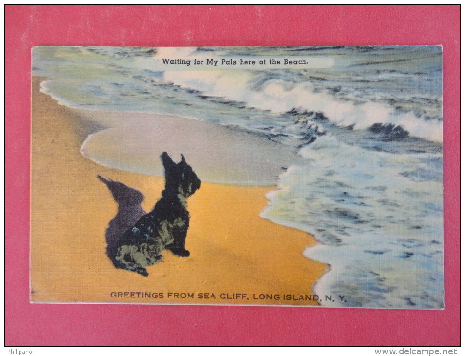 New York > Long Island  Sea Cliff  -- Dog Waiting For His Pals At Beach  Not Mailed   Ref 1000 - Long Island