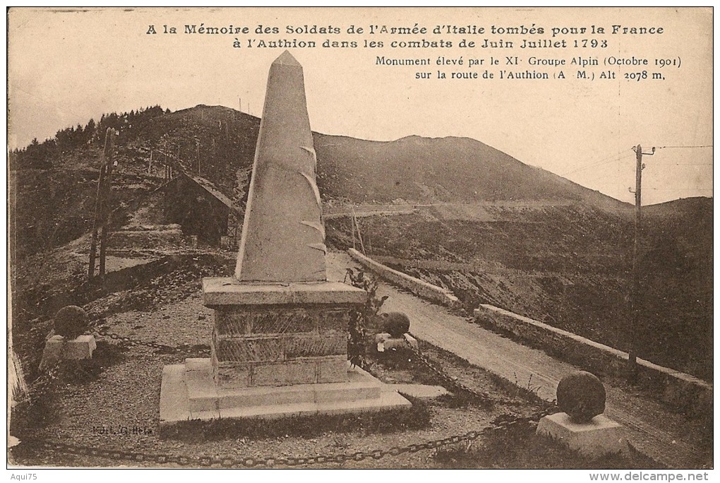 A La Mémoire Des Soldats De L´Armée D´Italie Tombés Pour La Franceà L´Authion - Autres & Non Classés