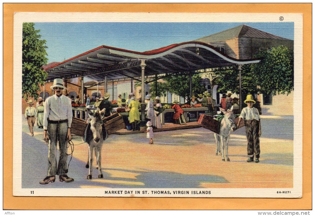 Market Day In St Thomas VI Old Postcard - Virgin Islands, US