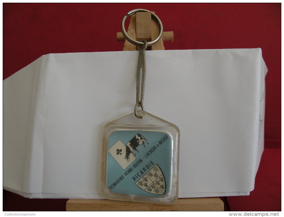 Porte Clef - Picardie Fromagerie H. Hutin Lacroix Sur Meuse (Année 50/60/70 Occasion 2 Photos) - Key-rings