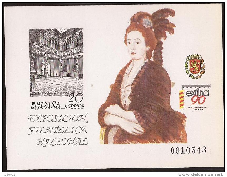 ESPO21SRV-LFTPRU021TESH.España. Spain.Espagne.Exposicion Filatelica Nacional.Zaragoza..ESFILN A 90 .1990.(Ed  PO 21) - Blocs & Feuillets