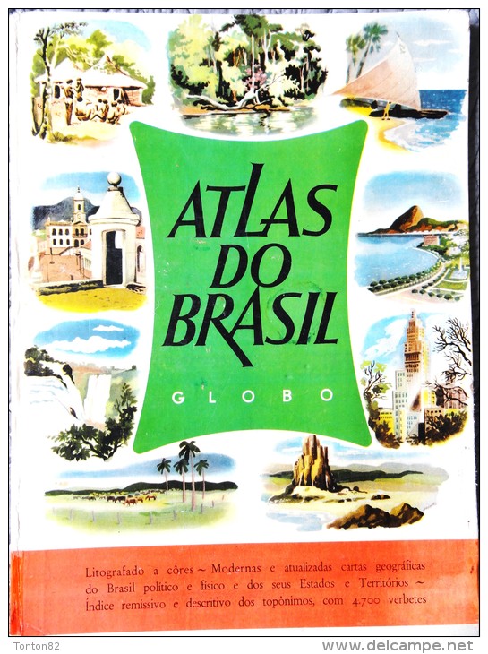 ATLAS DO BRASIL GLOBO - Livre De Géographie ( Brésil ) - Grand Format : 32.5 X 44 Cm - ( 1953 ) . - Escolares