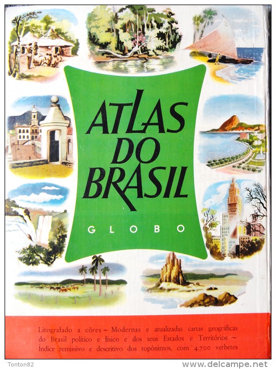 ATLAS DO BRASIL GLOBO - Livre De Géographie ( Brésil ) - Grand Format : 32.5 X 44 Cm - ( 1953 ) . - Schulbücher