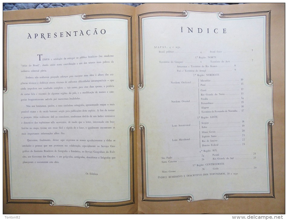 ATLAS DO BRASIL GLOBO - Livre De Géographie ( Brésil ) - Grand Format : 32.5 X 44 Cm - ( 1953 ) . - Schulbücher